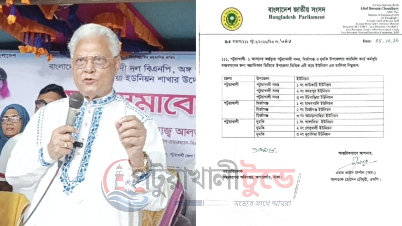 ফ্যামিলি কার্ডের আওতায় দুমকির তিন ইউনিয়ন, এমপি আলতাফকে শুভেচ্ছা