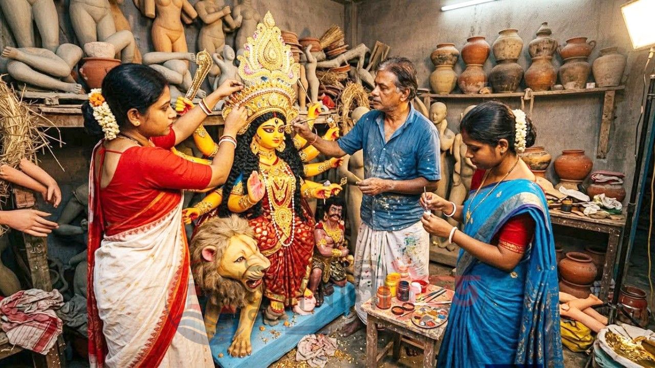 পটুয়াখালীতে দুর্গাপূজার শেষ মুহূর্তের প্রস্তুতি, নিরাপত্তায় প্রশাসনের বিশেষ নজরদারি